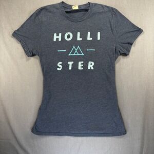 Hollister California Short Sleeve T Shirt Blue Women's Size S Graphic Tee Top